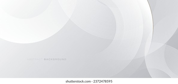 Fondo abstracto blanco con líneas geométricas de círculo brillante. Patrón de líneas lujosas doradas brillantes y modernas. Concepto de tecnología futurista. Ilustración del vector