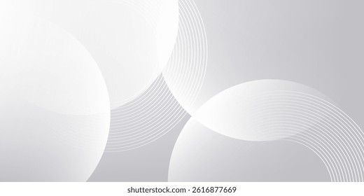 White abstract background with glowing circle geometric lines. Modern shiny gold luxury lines pattern. Futuristic technology concept. Vector illustration