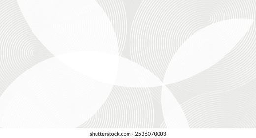 White abstract background with glowing circles. Rotating circular line pattern. Geometric spiral. Rotating elements. Modern graphic design. Futuristic technology concept.