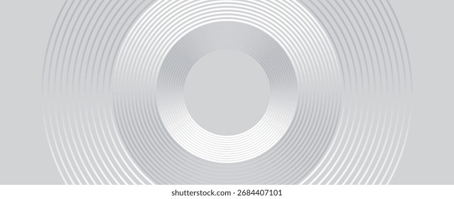 weißer abstrakter Hintergrund mit leuchtenden Kreisen. Kreisförmiges Linienmuster drehen. Geometrische Spirale. Drallelement. Modernes Grafikdesign. Futuristisches Technologiekonzept. Vektorgrafik
