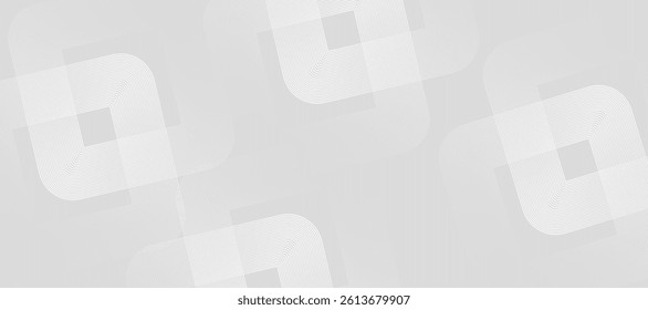 White abstract background with glowing geometric lines. Square lines pattern. Minimal geometric. Modern futuristic graphic.