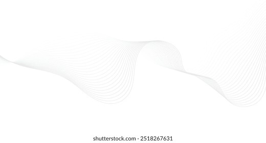 White abstract background with glowing wave. Shiny moving lines design element. Modern blue gradient flowing wave lines. Technology concept. Vector illustration