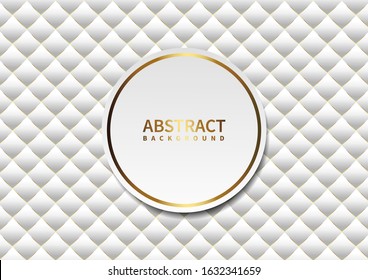 White abstract background with gold border circles on background pattern. Vector illustration