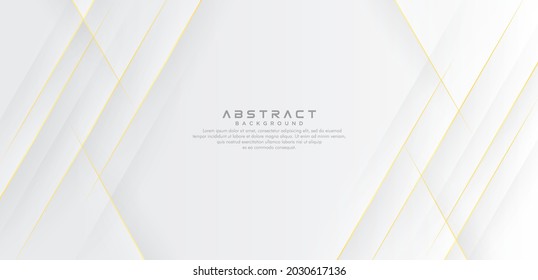 White abstract background with golden diagonal lines and shadows. Luxury and elegant texture elements. Modern simple vector design. Suit for presentation, poster, flyer, cover, banner, website