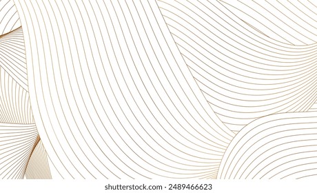 Weißer abstrakter Hintergrund mit goldenem gebrochenem Wellenmuster. Art Deco geschwungene Linien Ornament Vektorgrafik Design