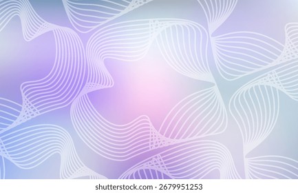White Abstract Background with Gradient Line Pattern. Vector Round Shape Waves on Blue and Purple Gradient