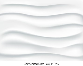 White abstract background with gray waves.  Delicate and unusual silk texture. Vector design illustration. 