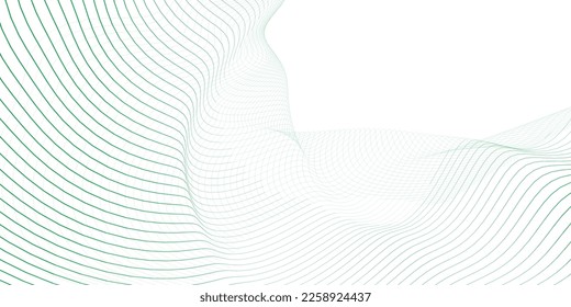 Fondo abstracto blanco y onda de línea verde 