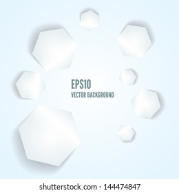 White abstract background with hexagons and blend shadows. Vector eps 10.