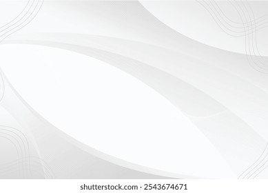 Fundo abstrato branco. Fundo cinza com camadas com diferentes formas onduladas. Estilo de papel para ilustração vetorial. Banner horizontal com linhas de fluxo. Panfleto de design moderno, papel de parede, cartaz.