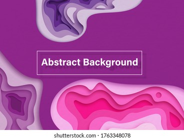 Grabado de fondo blanco abstracto sobre textura abstracta en púrpura con tono de color rosa sobre fondo de patrón de papel. Todo en papel cortado con estilo de capas y diseño vectorial.