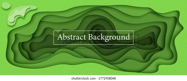 White abstract background lettering on abstract texture in green colors tone on paper pattern background. All in paper cut out with layers style and banner vector design.