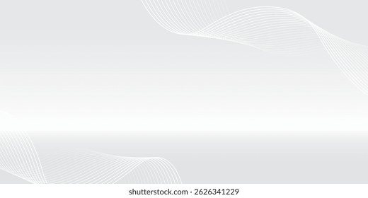 White Abstract background, line dynamic wave, vector illustration.