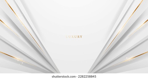 white abstract background with luxury golden lines vector illustration