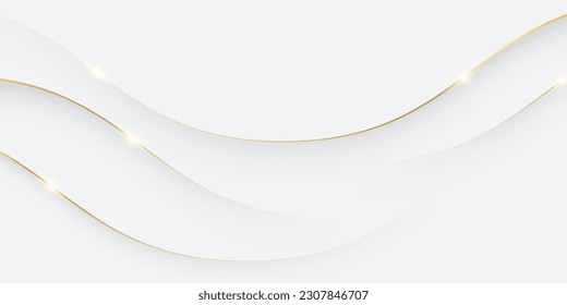 White abstract background with luxury golden lines