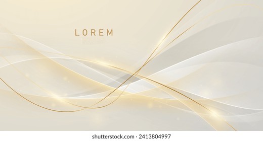 white abstract background with luxury golden lines vector illustration