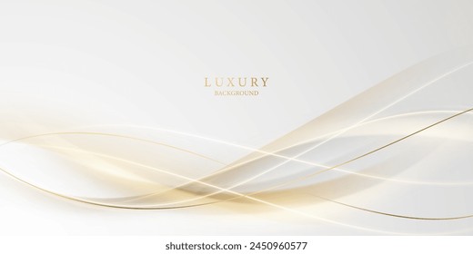 white abstract background with luxury golden lines vector illustration