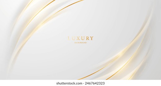 white abstract background with luxury golden lines vector illustration