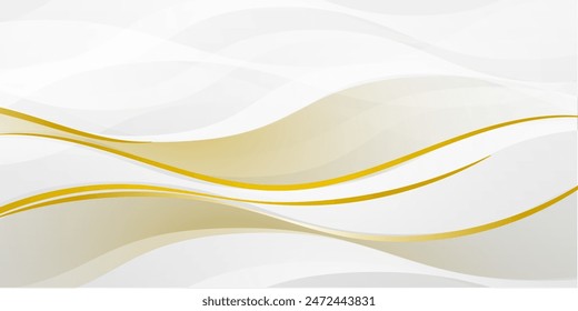 white abstract background with luxury golden lines vector illustration