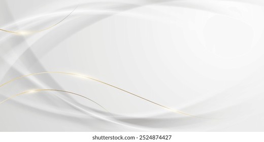 white abstract background with luxury golden lines vector illustration