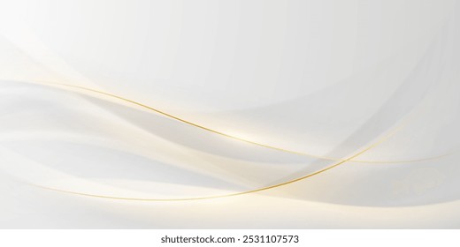white abstract background with luxury golden lines vector illustration