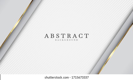 White  abstract background luxury with line gold 3d paper cut style. vector illustration about design modern concept. 