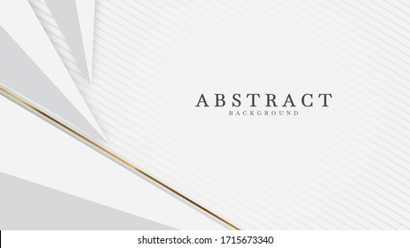 White  abstract background luxury with line gold 3d paper cut style. vector illustration about design modern concept. 