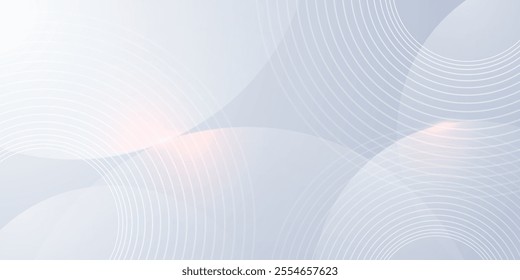 White abstract background. Modern circle lines pattern. Minimal geometric abstract white background with circle shape and line. Minimal geometric design. Vector illustration