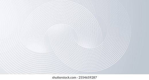 White abstract background. Modern circle lines pattern. Minimal geometric abstract white background with circle shape and line. Minimal geometric design. Vector illustration