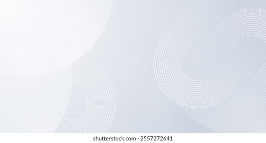 White abstract background. Modern circle lines pattern. Minimal geometric abstract white background with circle shape and line. Minimal geometric design. Vector illustration

