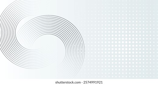 White abstract background. Modern circle lines pattern. Futuristic concept. Minimal geometric design modern background