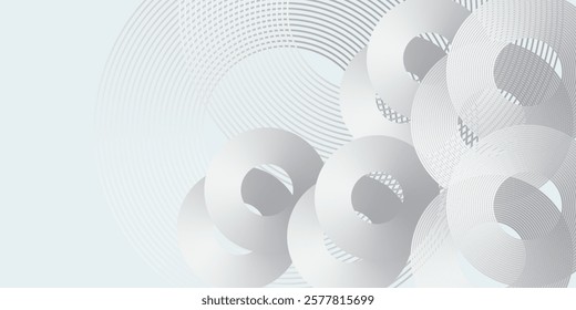 White abstract background. Modern circle lines pattern. Futuristic concept good