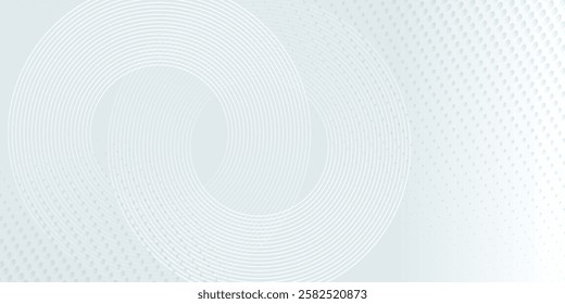 White abstract background. Modern circle lines pattern. Futuristic concept. Minimal geometric design. vector smooth