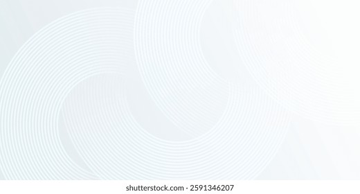 White abstract background. Modern circle lines pattern. Futuristic concept. Minimal geometric design.