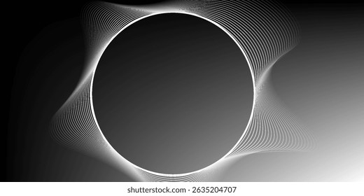Weißer abstrakter Hintergrund. Modernes Kreislinienmuster. Futuristisches Konzept. Minimales geometrisches Design.