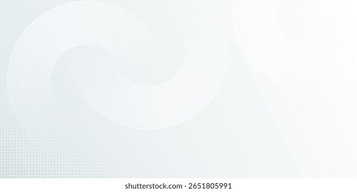 White abstract background. Modern circle lines pattern. Futuristic concept. Minimal geometric design.