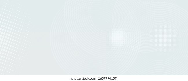 Weißer abstrakter Hintergrund. Modernes Kreislinienmuster. Futuristisches Konzept. Minimales geometrisches Design.