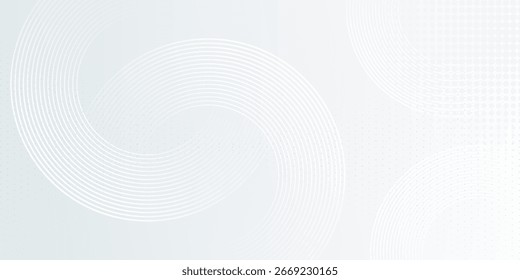 Fondo abstracto blanco. Patrón moderno de líneas circulares. Concepto futurista. Diseño geométrico mínimo.