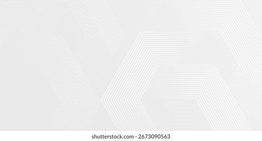 Fondo abstracto blanco con hexágonos digitales modernos en una habitación brillante con decoración de línea. Vector eps10