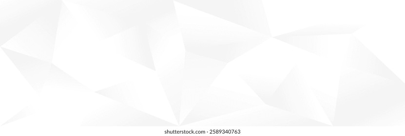 White abstract background. Modern light design template. Geometric texture with soft gradients. Calm polygon wallpaper. Neutral wide poster. Vector illustration.