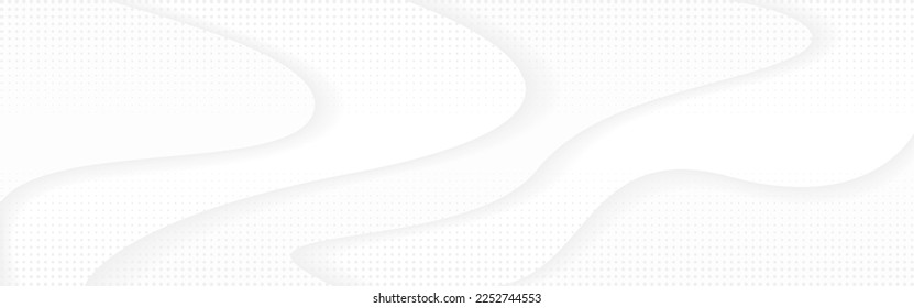 White abstract background. Neutral shapes with soft shadow. Smooth fluid design. Modern web page template or brochure backdrop. Futuristic light waves. Vector illustration.