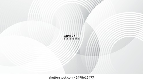 White abstract background overlap layer on bright space with circles effect decoration. Modern banner with lines style. Graphic design element stripes concept for web, flyer, card, or brochure cover