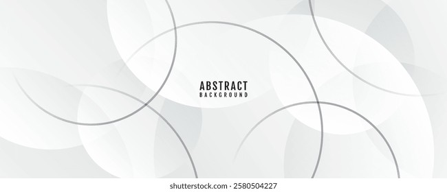 White abstract background overlap layer on bright space with circles effect decoration. Modern graphic design element cutout style concept for web banner, art, flyer, card, or brochure cover