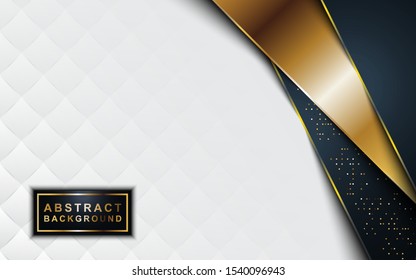 	
White abstract background with overlap layers. Gray texture with golden line effect decoration. Realistic backdrop.