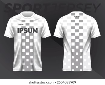 white abstract background and pattern for sport jersey design and mockup front and back view