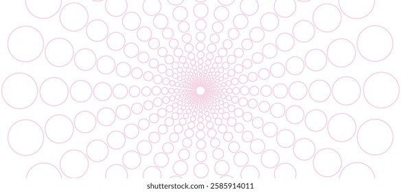 White abstract background with pink circles  in the form of rays