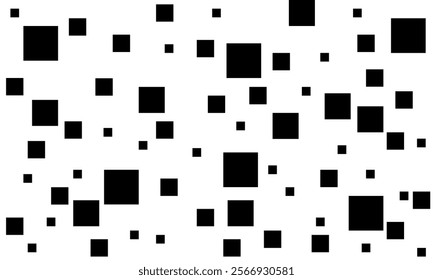 White abstract background with random Black Square pattern