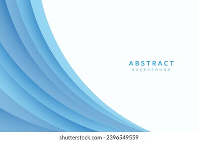white abstract background with realistic layered blue paper cut vector curved lines