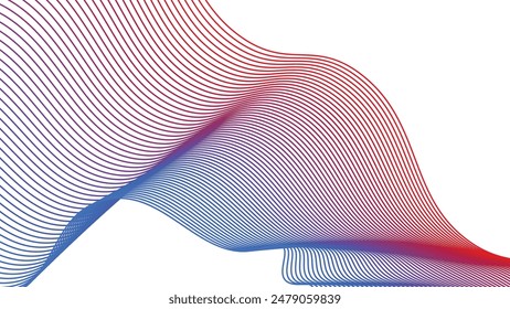 Fondo abstracto blanco con la línea de la curva roja y azul para el fondo o la presentación