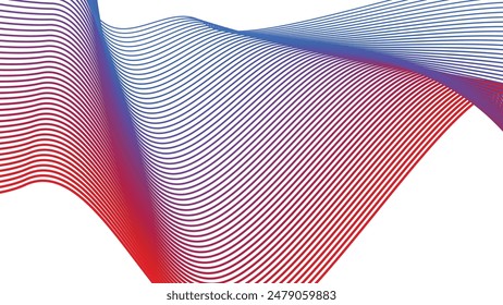 Fondo abstracto blanco con la línea de la curva roja y azul para el fondo o la presentación
